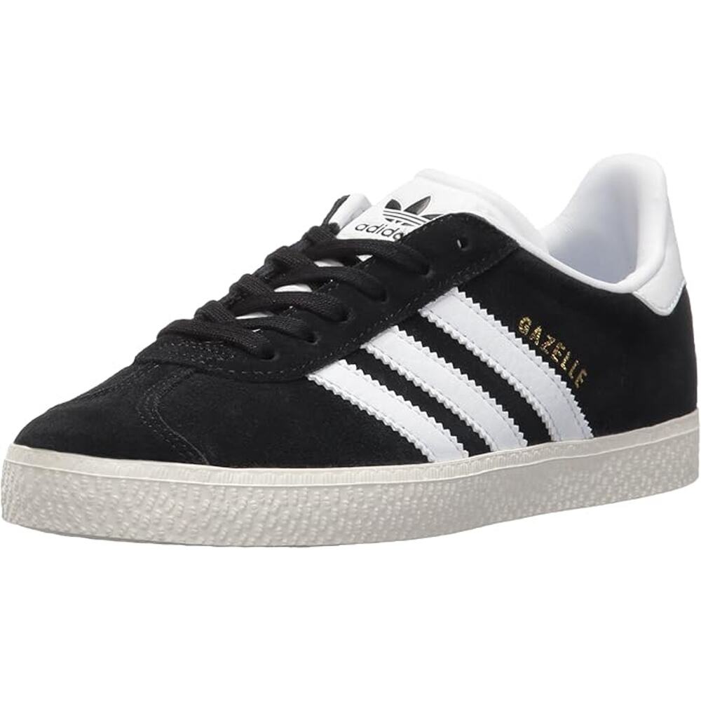 NWT Adidas Unisex Originals Kids Gazelle Black/White/Gold-SZ 6 Big Kid